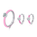 Daidan Jewelry Set Heart Fine Jewelry Cute Multi Color Enamel 925 Silver Heart Shape Zircon Jewelry Sets