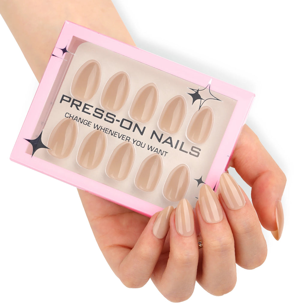 Genuine Soft Gel Nails GD47 Timeless Nude Almond Nails Simple & Chic Solid Color Press on Nail Artificial Fingernails Customize