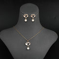 Fashion Gold Plated Trendy Jewelry Sets for Girls Pearl Heart Pendant Necklace and Earring Set Women