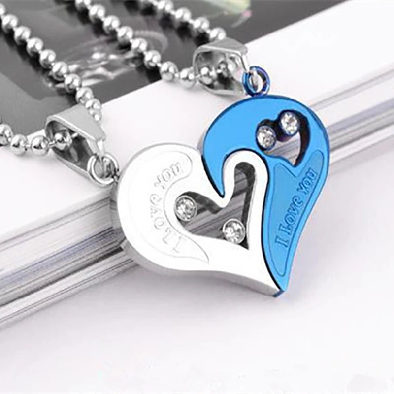 Trendy Love Couple Necklaces Star Zodiac Sign Diamond Pendants Link Chain Princess Cut Anniversaries Orthodox Religious Type