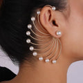 2023 New Arrival Fan Shape Pearl  Earrings  Fashion Popular Design Spiral Pearl Clip on Gold Earrings Jewelry for Women