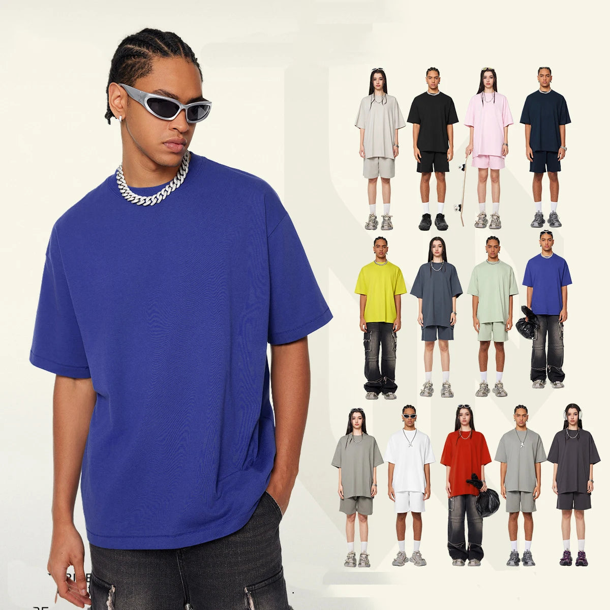 Wholesale Plain Cold t Shirt Sorona Knit Fabric O Neck 230gsm Cotton Polyester Oversized Tshirt
