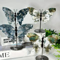 Gifts Carved Labradorite butterfly Decorations Carving Crystal Stone butterfly wings butterfly Wing Craft with Stand
