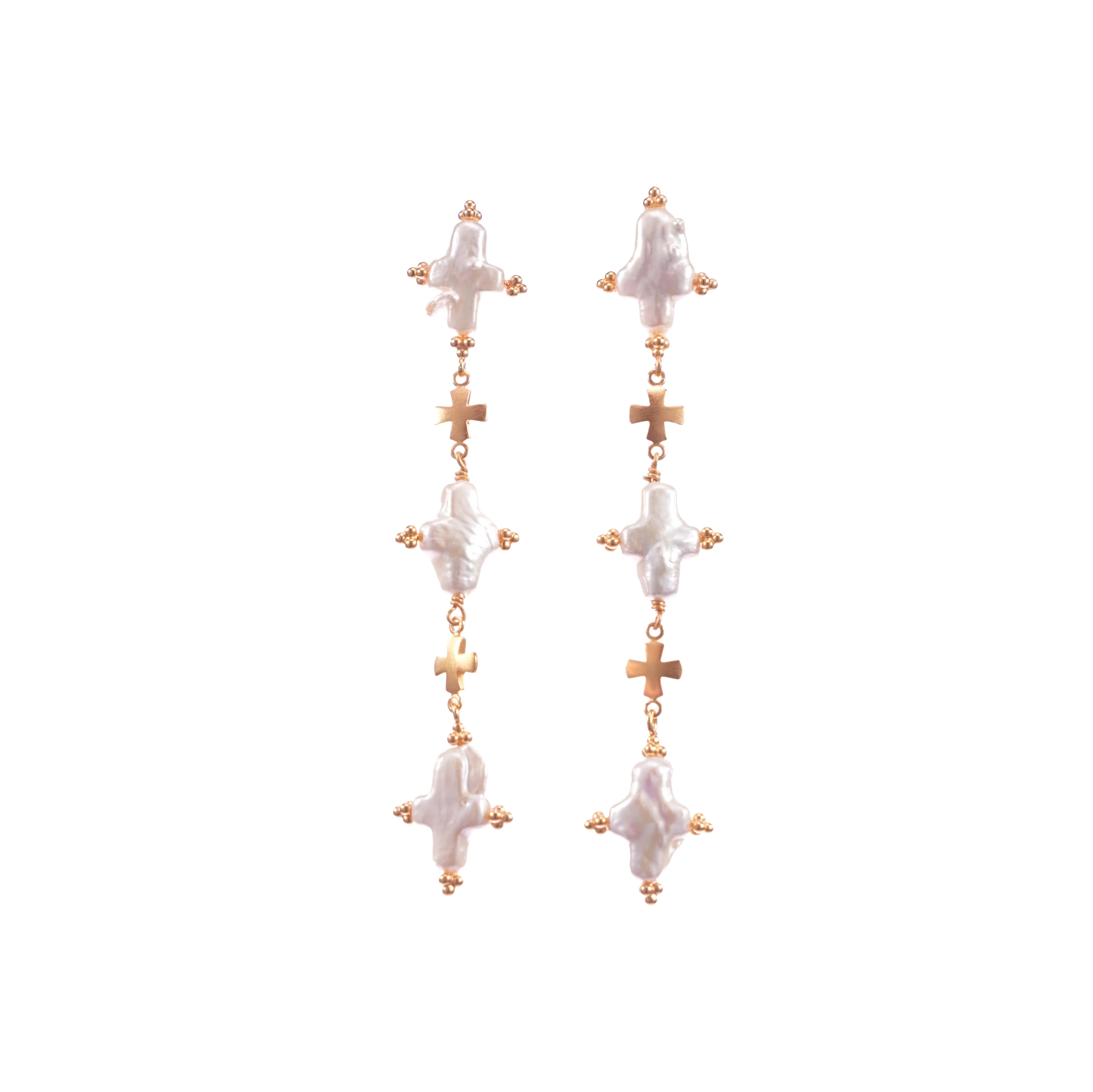 Luxury High-Quality Natural Pearl Cross Shape Pearl Earrings Fashion Jewelry for Women