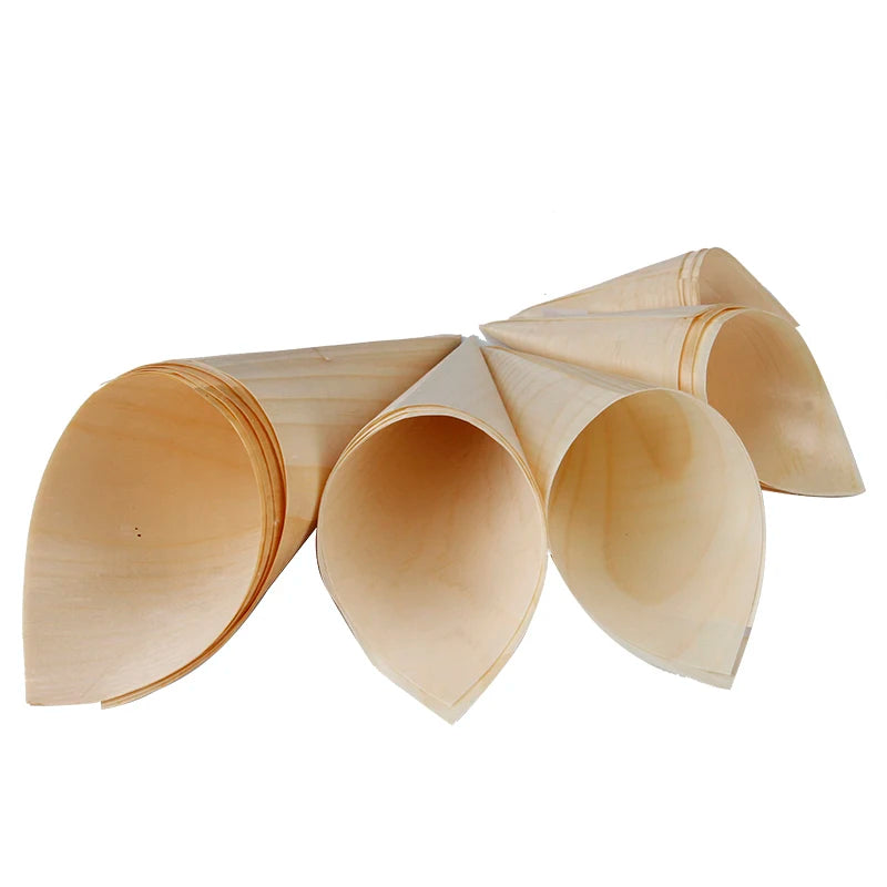 Promotion Style Disposable Natural Pine Eco-friendly Wooden Boat/Cone/Plate
