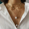 High-quality Bohemian Gold Plated Multi-layer Pearl Pendant Necklaces for Women