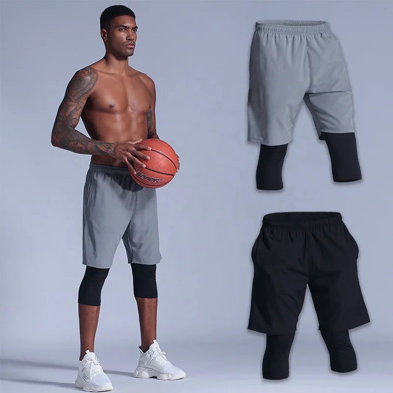 Men Shorts Custom Logo High Elastic Jogging Gym Shorts Activewear 2 in 1 Workout Shorts for Men