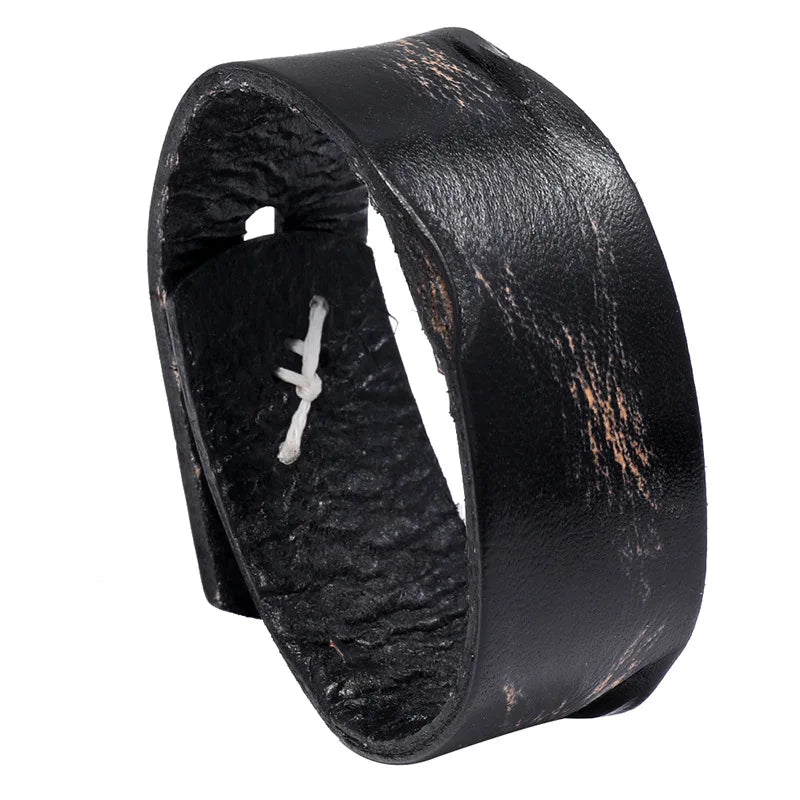 Wholesale New Fashion Vintage Genuine Leather Bracelet for Men Men's Wristband Jewelry Bangles