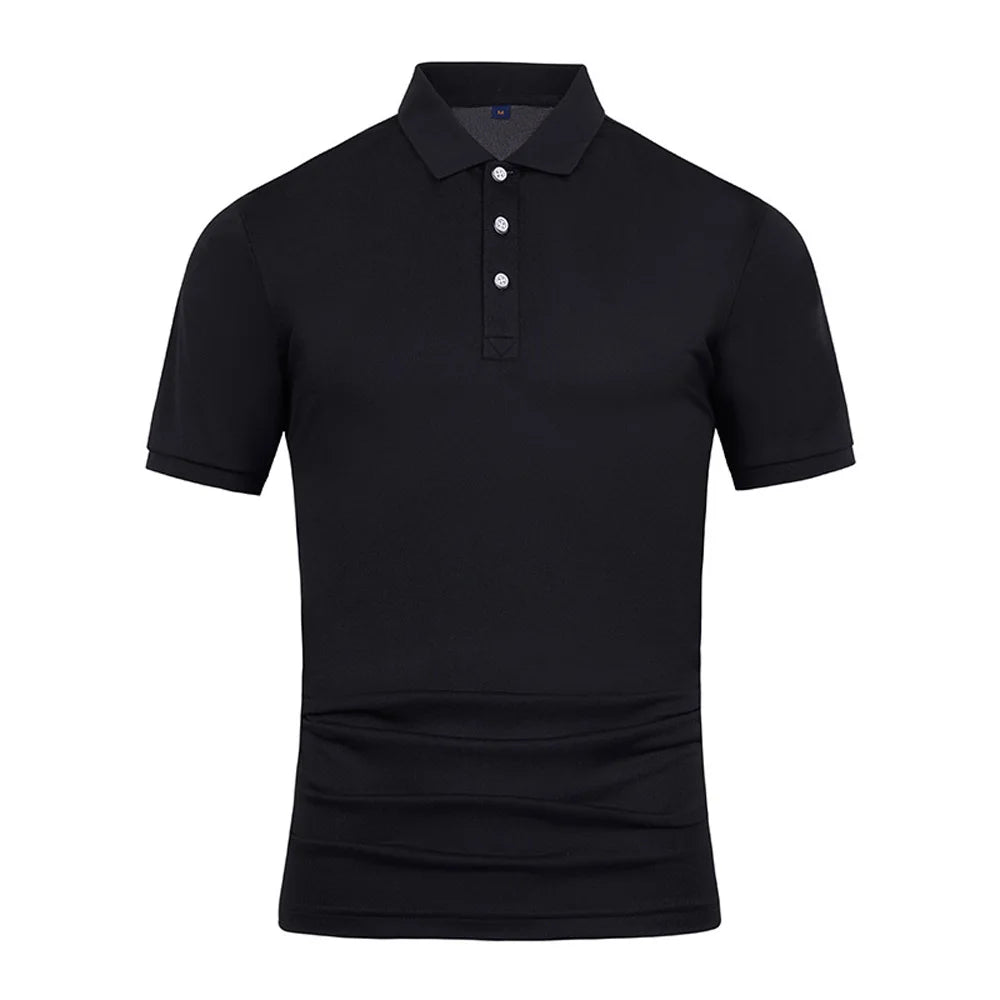 Custom 100% Polyester Men's Slim Fit Polo Shirt Short Sleeve Solid Color Business Casual Polo Classic Collar Golf Daily Wear Top