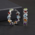 RZ0237 Abiding Jewelry 2024 Luxury 925 Sterling Silver Colorful Oval Natural Stone Hoop Earrings for Women