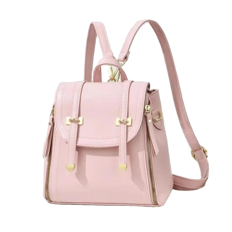 Classic Fashion Simple Leisure Lady Small Double Back Fashion Korean Version Senior Sense of Large Capacity Girl School Backpack