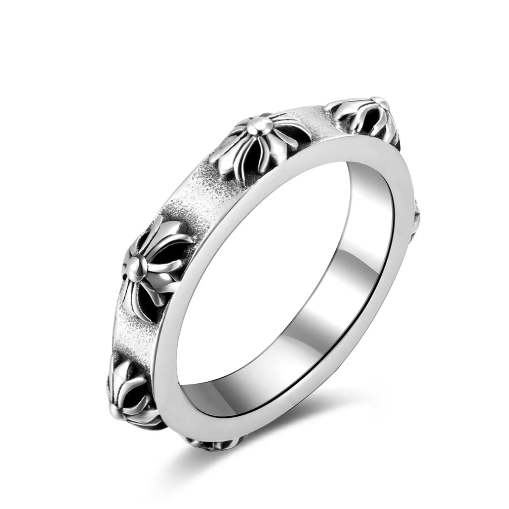 Alin Vintage Ring Hip Hop Punk Style Competitive Price Flower Stainless Steel Rings Trendy Jewelry Wholesale