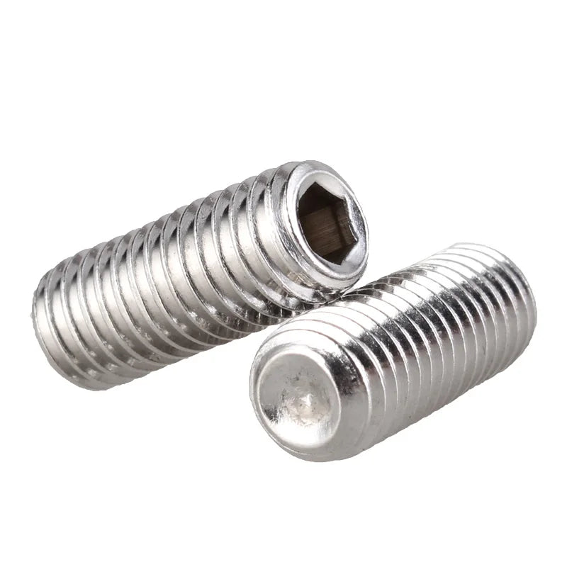 DIN 916 Metric M2 M3 M4 M5 Stainless Steel Fine Thread Grub Screws Hex Socket Set Screw with Flat Cup Point