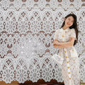 130CM Width 3D Flower French Lace Fabric Luxury Black and White Polyester Embroidery Lace Fabric