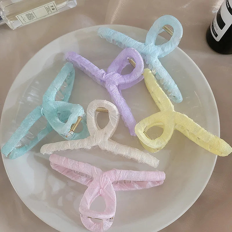 11cm Organza Wrapped Cross Bars Hair Claw Clips for Handmade Women's Hair Accessories Plain Simply  PlasticJaw Hair Clamps
