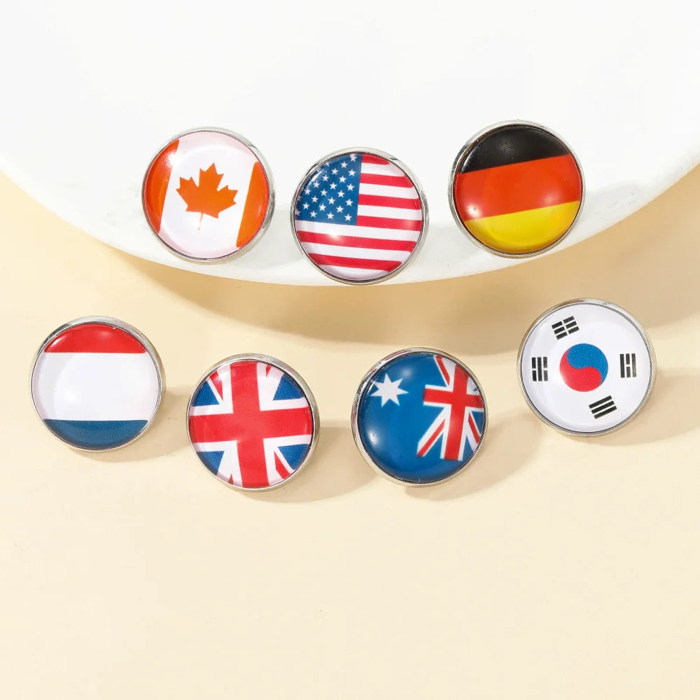 Manufacturer Custom Logo 287 National Country Flag Design Pin Stainless Steel Dome Glass Cabochon Brooch Lapel Pins