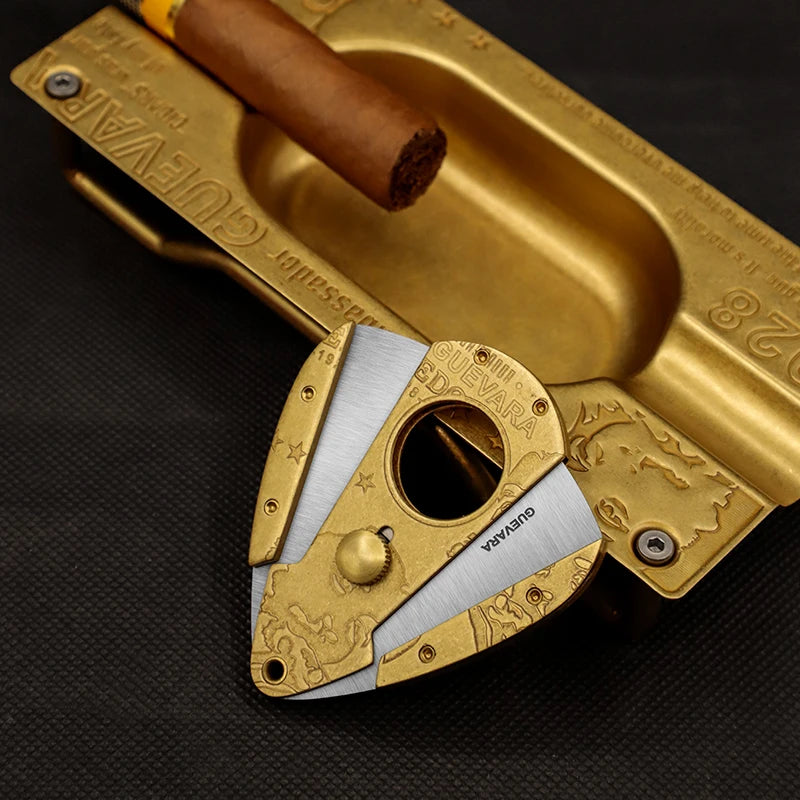 Low MOQ High Quality Classic Luxury Lightweight Pure Copper Stainless Steel Blade Portable Cigar Cutter Knife