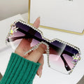 Oversized Rimless Sun Glasses Women Diamond Shades Sunglasses Eyewear UV400 Luxury Glasses Shades Gafas De Sol De Diamante