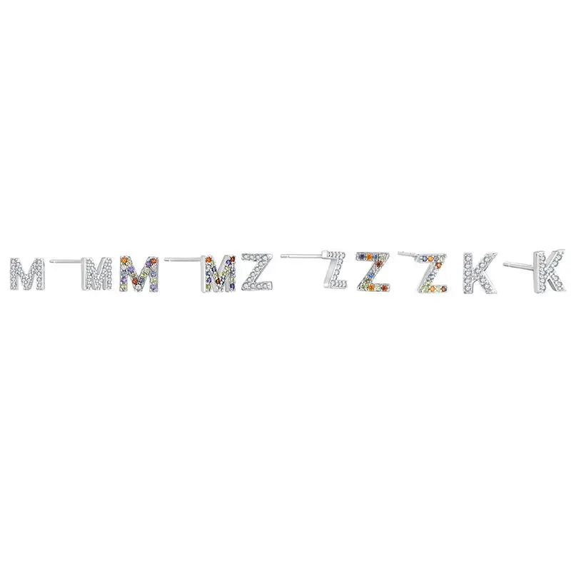 YH JEWELLERY Hot Selling Initial White Cz Trendy Women Delicate With Custom Names 925 Sterling Silver Earring