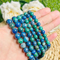 Wholesale Natural Gemstone Crystals Bracelet Healing Stones Chrysocolla with Lapis Bead for Gifts