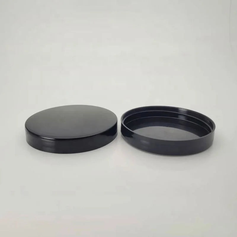 70 mm Plastic Caps Black Polypropylene Smooth Caps With Induction Liners
