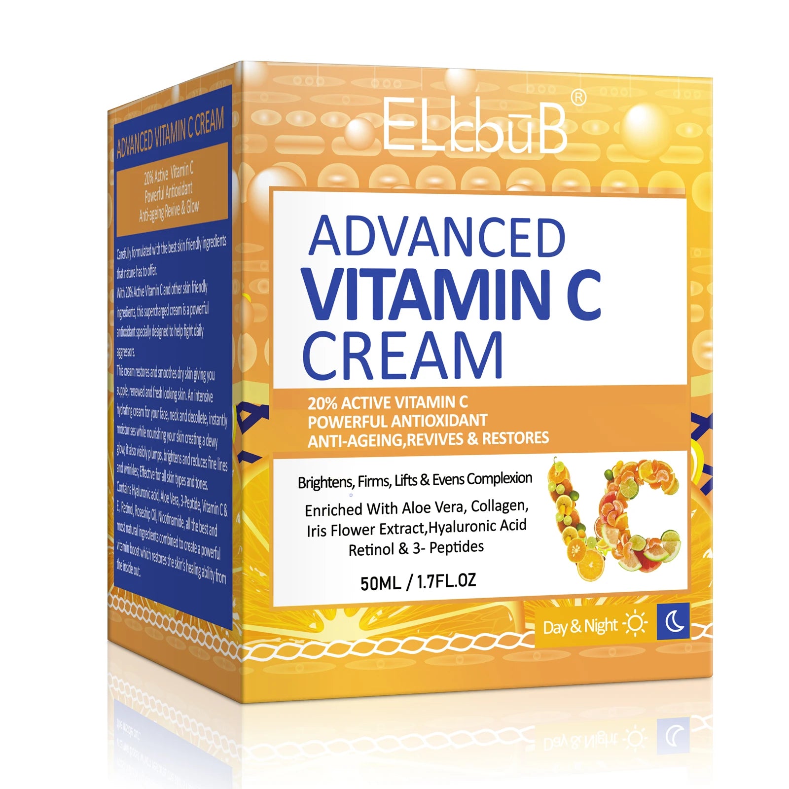 ELbbuB Powerful Antioxidant Organic Effective Safe Ingredients Skin Whitening Anti-aging Vitamin C Face Cream