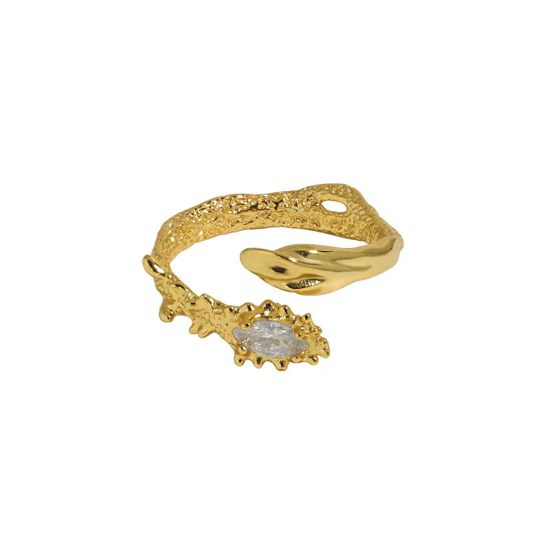 New Design Snake Style Trendy Jewelry Gold Plated S925 Sterling Silver Open Adjustable Rings for Women HJZ643