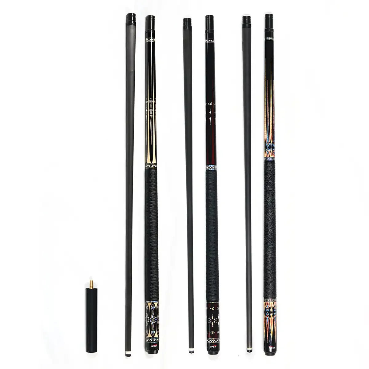 Premium M1S M2S M3S Yfen Leather Grip Genuine Carbon Fiber Shaft Maple Butt 12.5mm 1/2 Billiard Pool Cue With Extension