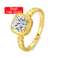 Quality Jewelry Supplier Christmas Gift Honeycomb Pattern Square Candy Woman Moissanite Hollow Gold Ring Oro 14k Original