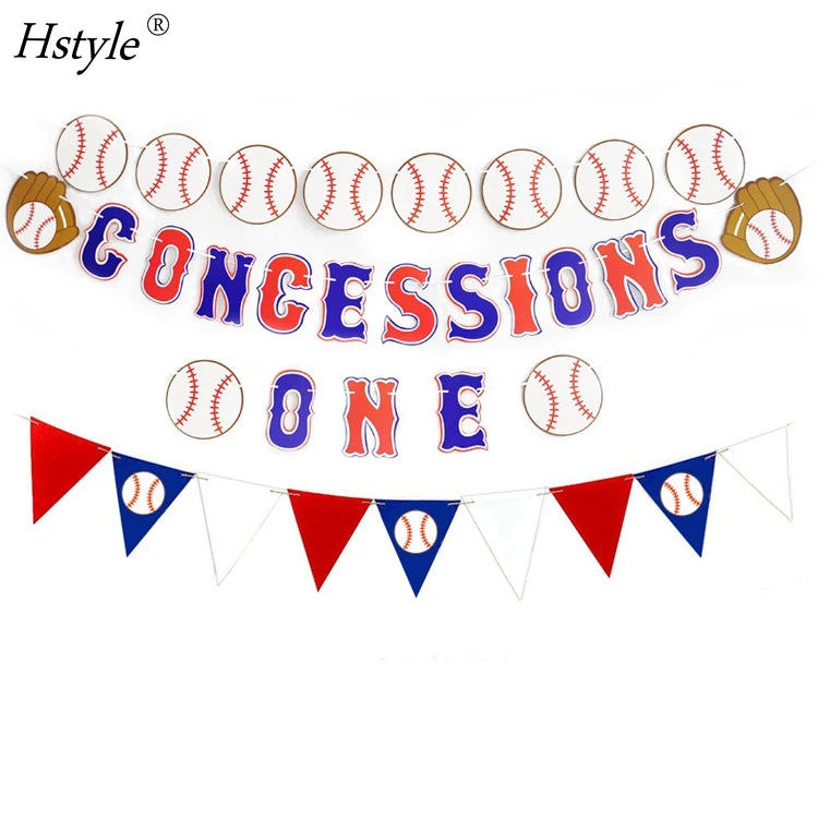 Baseball Garland Baseball Banner Glitter Concessions Banner Baseball Triangle Bunting Pennant Flag Sports Themed Party HS600