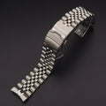 22mm Soft Solid Curve End 5 Beads Tone Metal Stainless Steel Watch Band with Deployment Clasp 18cm Length