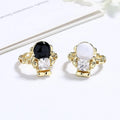 Zircon Ring Solid Color Round 18K Gold Plated Adjustable Jewelry Gemstone Engagement Rings for Women