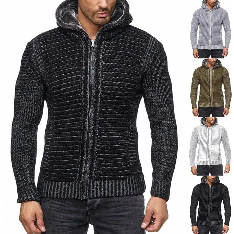 Spring Autumn Knitted Sweater Men Fashion Slim Fit Cardigan Men Causal Sweaters Coats Solid Zipper Cardigan Men