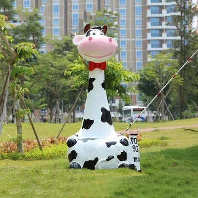 Factory Price Cartoon Animal Garden Chairs Fiberglass Giant Cow Seat Sculptures for Garden Decor