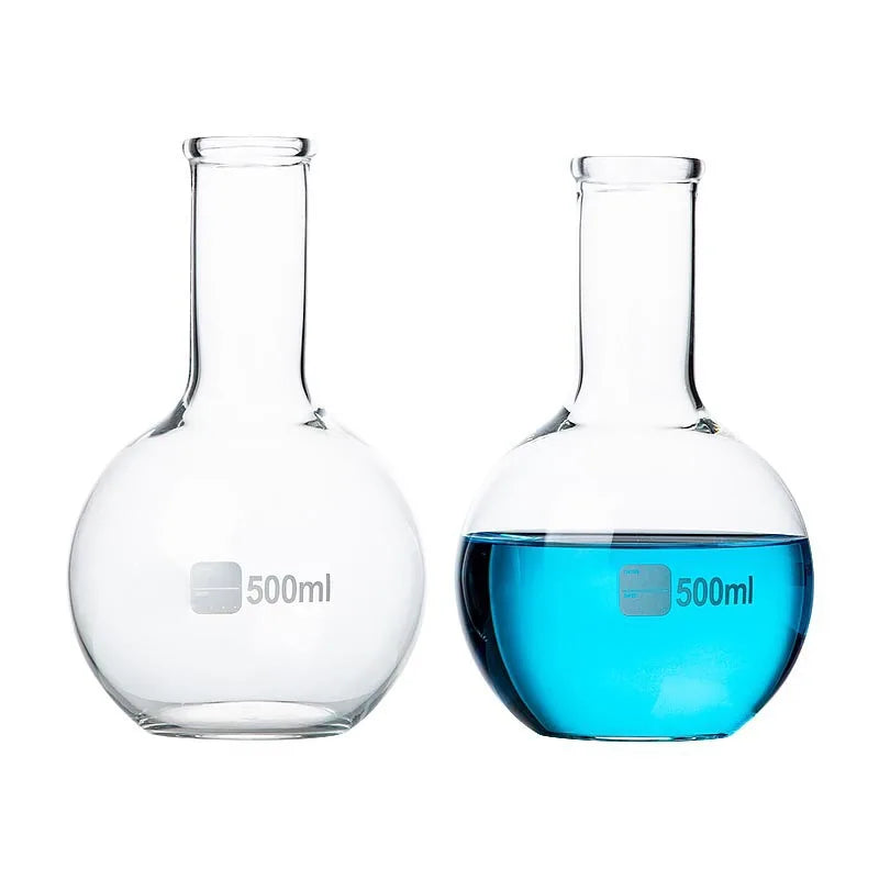 Custom Flask Laboratory Glass 50ml Flat Bottom Narrow Neck Boiling Flask High Borosilicate Glass Distillation Bottle