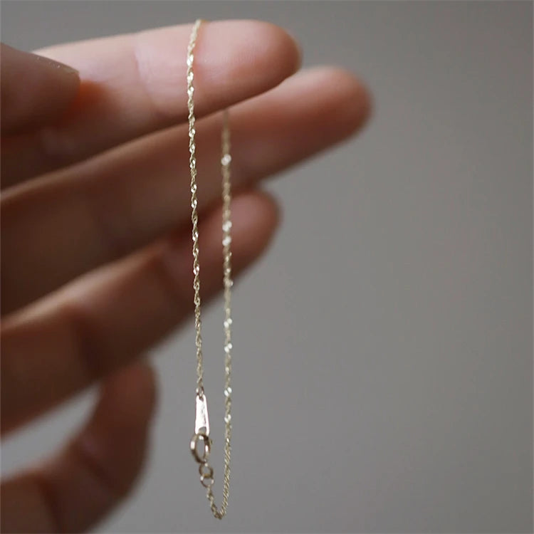 925 Sterling Silver Women Gold Plated Simple Design Thin Rope Chain Bracelet