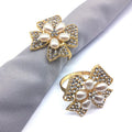 Crystal Rhinestone Butterfly Napkin Ring Ivory Pearl Flower Metal Holder for Wedding Party Table Decor Wedding Gift Party Supply