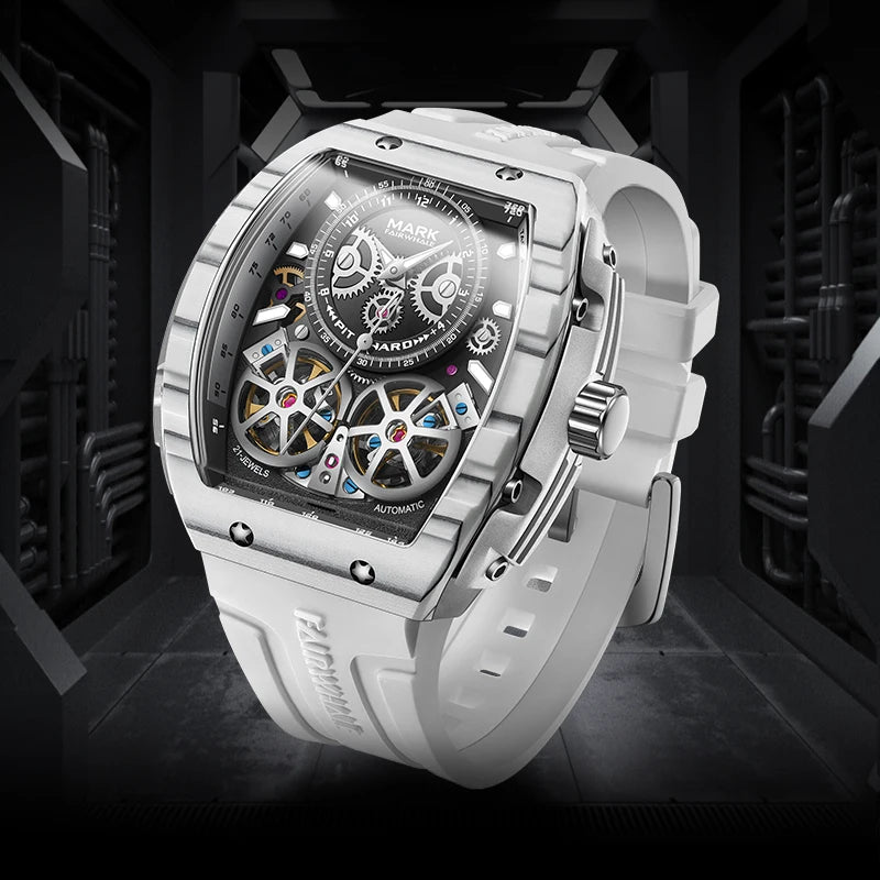 2023 New 3ATM Waterproof 316L Stainless Steel Carbon Fiber case Skeleton Visible Movement Automatic Mechanical Mens Watch