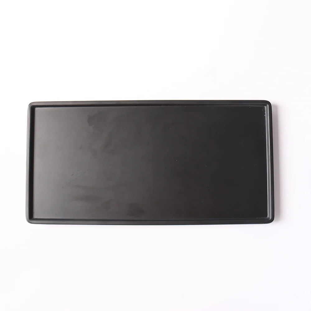 Japanese Sushi Serving Restaurant Dinnerware 12 Inch Unbreakable Rectangular Black Flat Melamine Tray