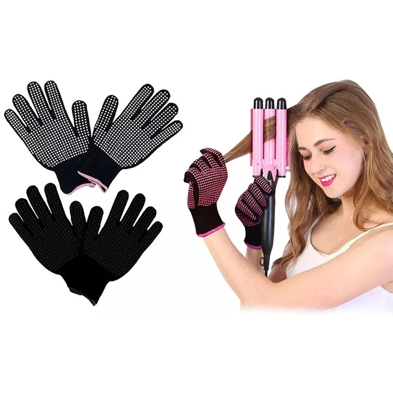 New Double Sided Hair Straightener Curling Tong Hair Salon Tools Hairdressing PVC Heat Resistant Anti Scald Finger Gloves