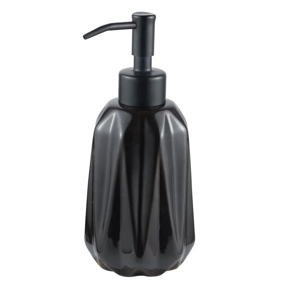 Ceramic Dish Soap Dispenser with Stainless Steel Pump for Kitchen Hand Soap and Bathroom Set for House Bathroom Decoration
