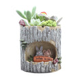 Creative Home Garden Decoration Resin Flower Pots Succulent Planters Bonsai Pots Brown Contemporary Outdoor