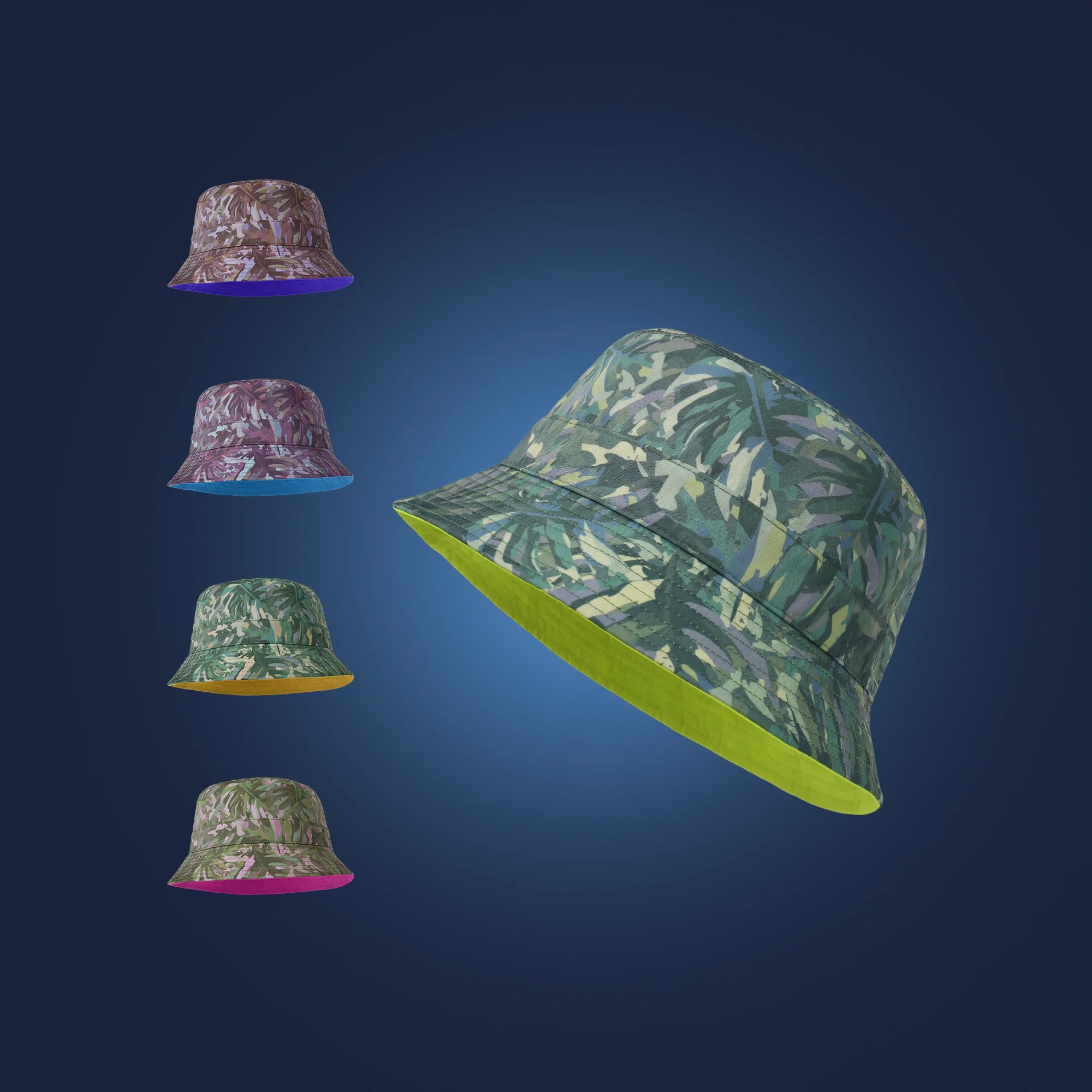 OEM Designer Logo Foldable Double Sided Mens Nylon Reversable Waterproof Custom Camo Print Bucket Hat