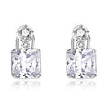 Simple square diamond 925 sterling silver fashion big diamond stud earrings for women