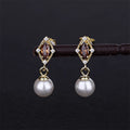 Vintage Design Gold Plated Sterling Silver Women Pearl Drop Earrings