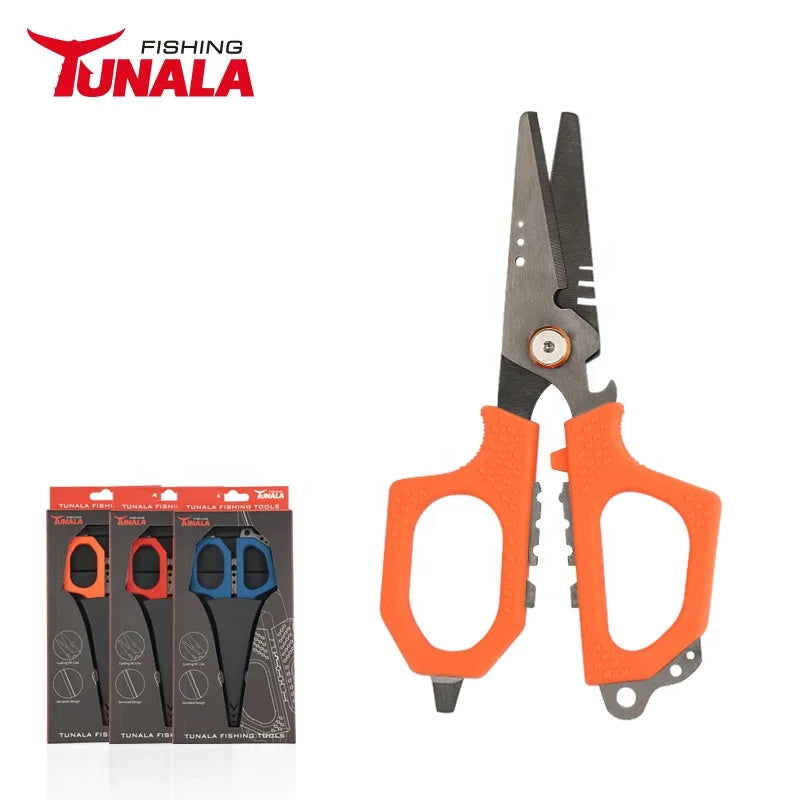 Hot New Products Fishing Pe Line Cutter Multifunctional Fishing Shear With Non-Slip Handle Sheath and Lanyard