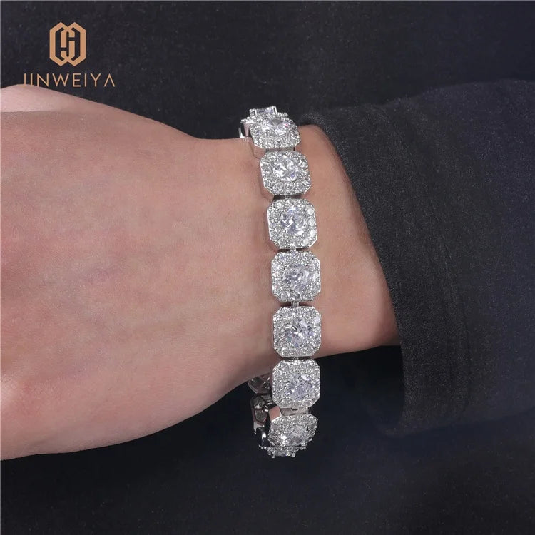 Factory Wholesale Men's Hip Hop Iced Jewelry Fashion Design Zircon Stone Chains Bracelets for Anniversaries Parties Main Brass