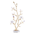 Marble Brass with Twigs Fortune Tree Ornaments Natural Crystal Flower Hotel Living Room Copper Tree Decoration