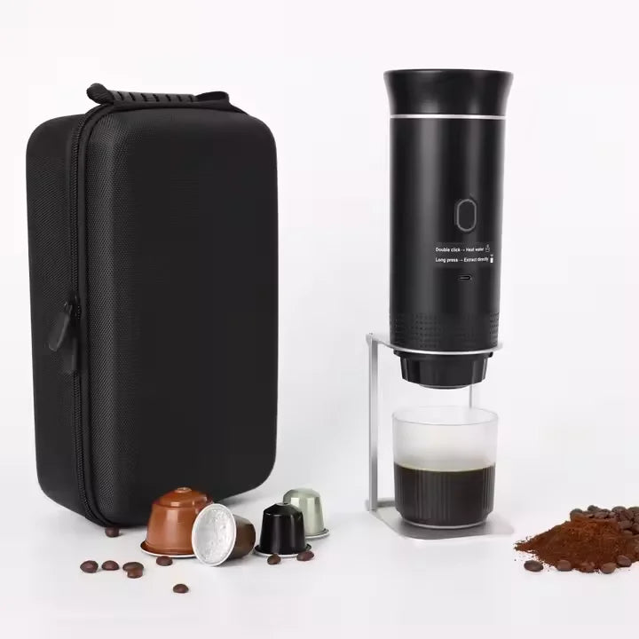 Portable Espresso Capsule Coffee Maker Easy-to-Operate Electric & USB-Powered for Travel & Hiking Includes 60 ml Ground Coffee