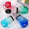Gradient Color Custom Logo Crystal Drinking Juice Glass Mason Jar Tumbler Mug with Lid Straw Contemporary Back School Wholesale